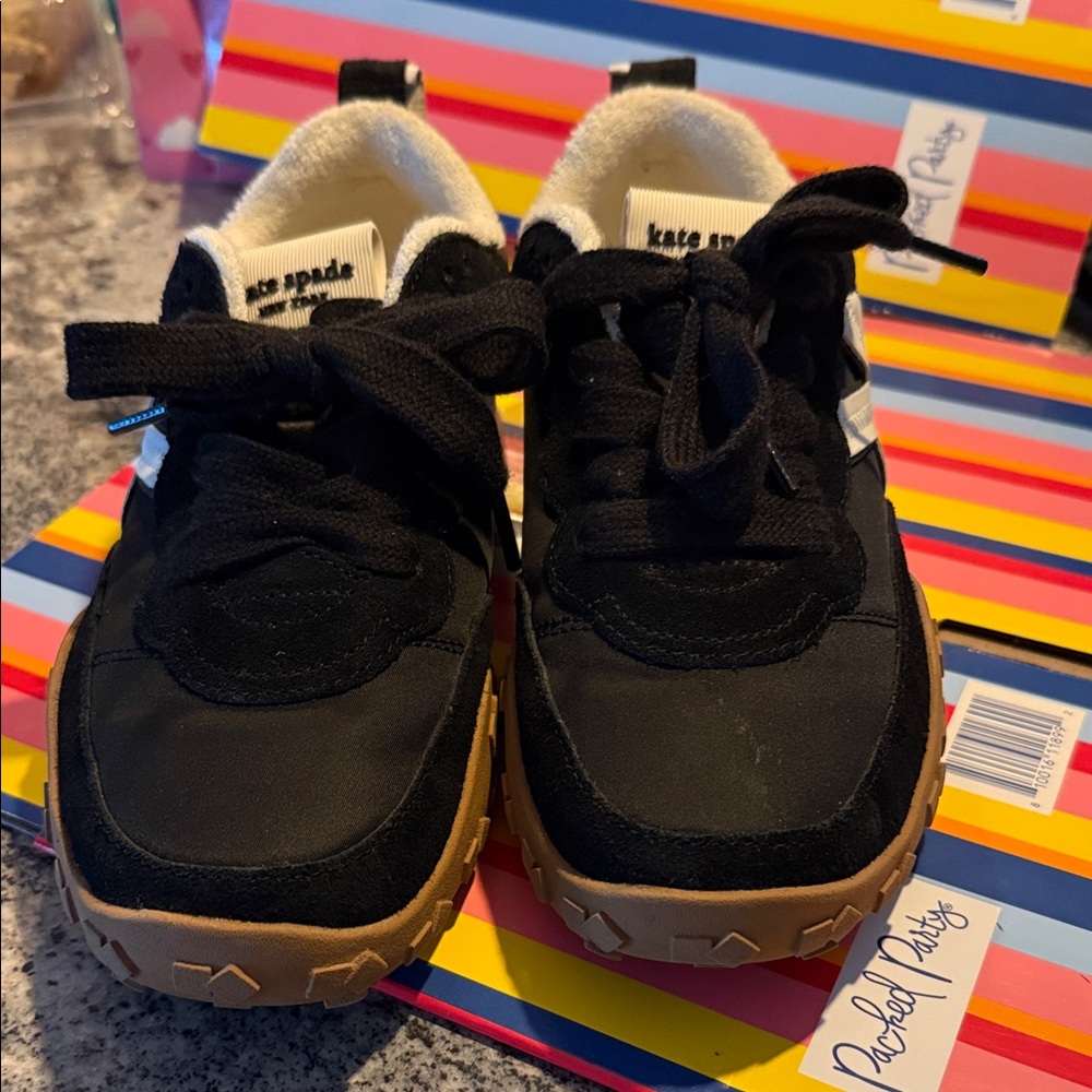 kate spade Black and White Women's Sneakers with Tan Gum Sole - Picture 3 of 7